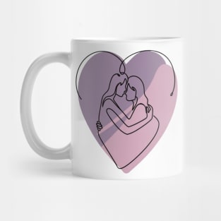 Minimalist Abstract Silhouette Of Lesbian Couple Mug